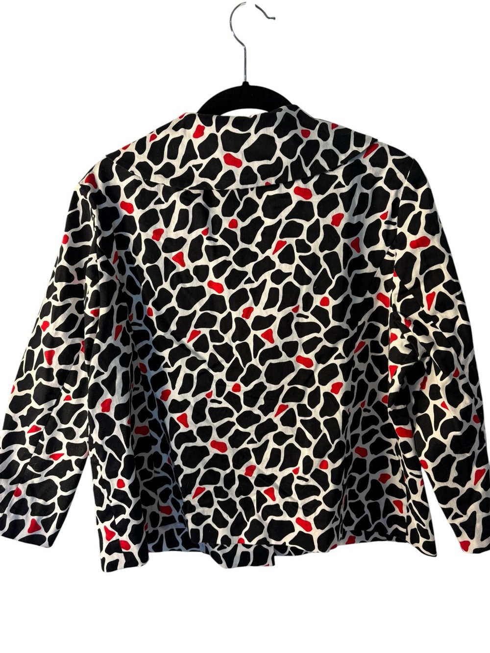 Bold Black & White Giraffe Print Jacket with Red Accents - Picture 6 of 6